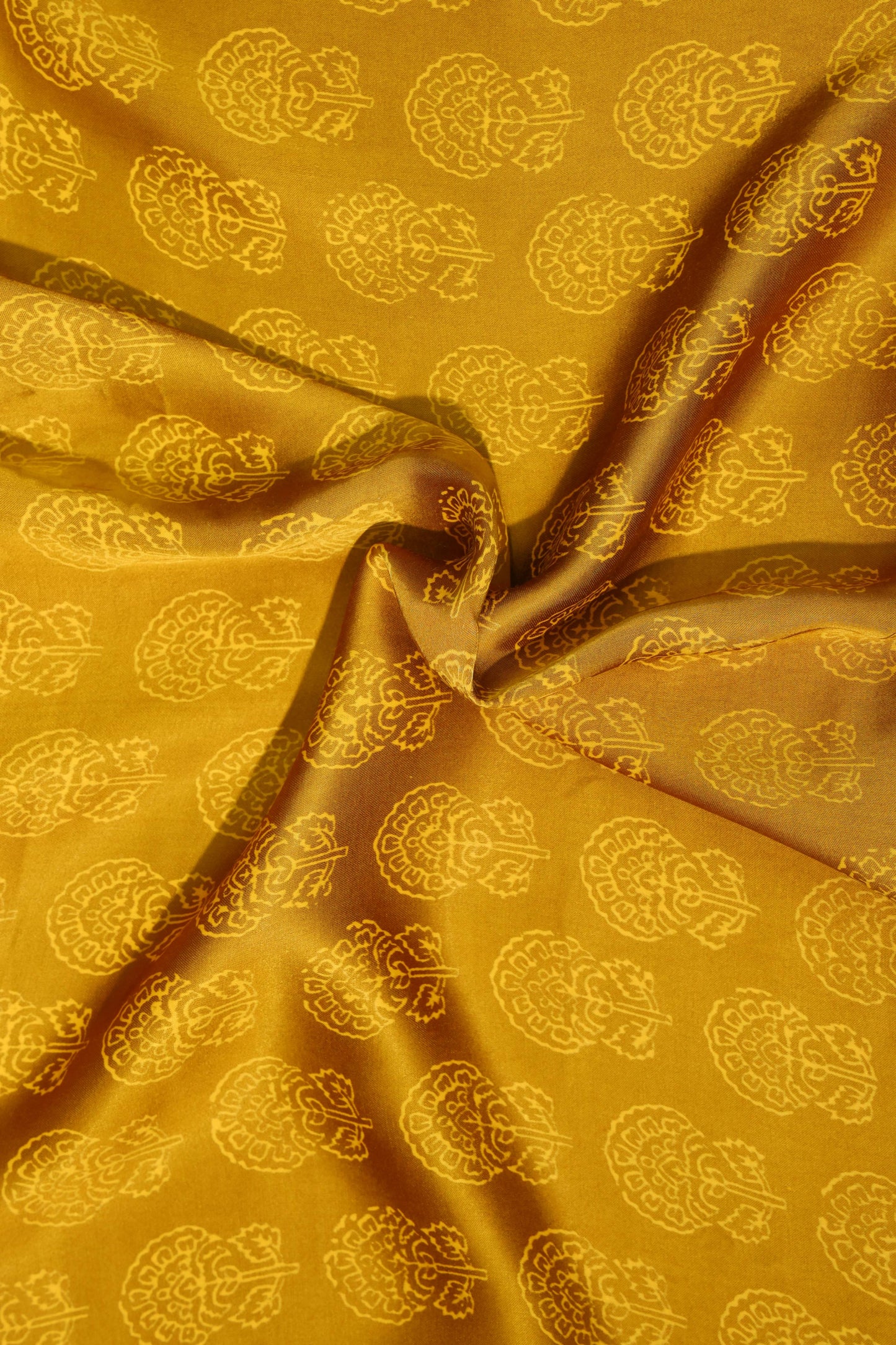 Ajrak Modal Silk Fabric Mustard - Rs 599/Metre